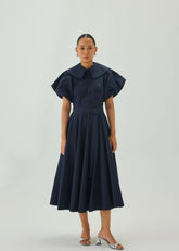 Peter Pan Collar Flare Midi Dress